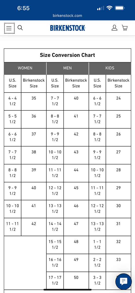 Birkenstock Shoe Size Conversion Chart Birkenstock-Arizona Big