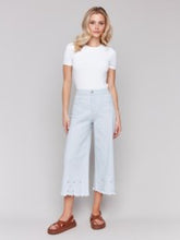 Charlie B-Wide Leg Crop Pant w/ Scallop Hem