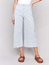 Charlie B-Wide Leg Crop Pant w/ Scallop Hem