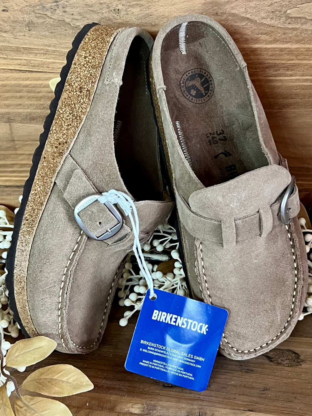 Birkenstock-Buckley Suede Gray Taupe