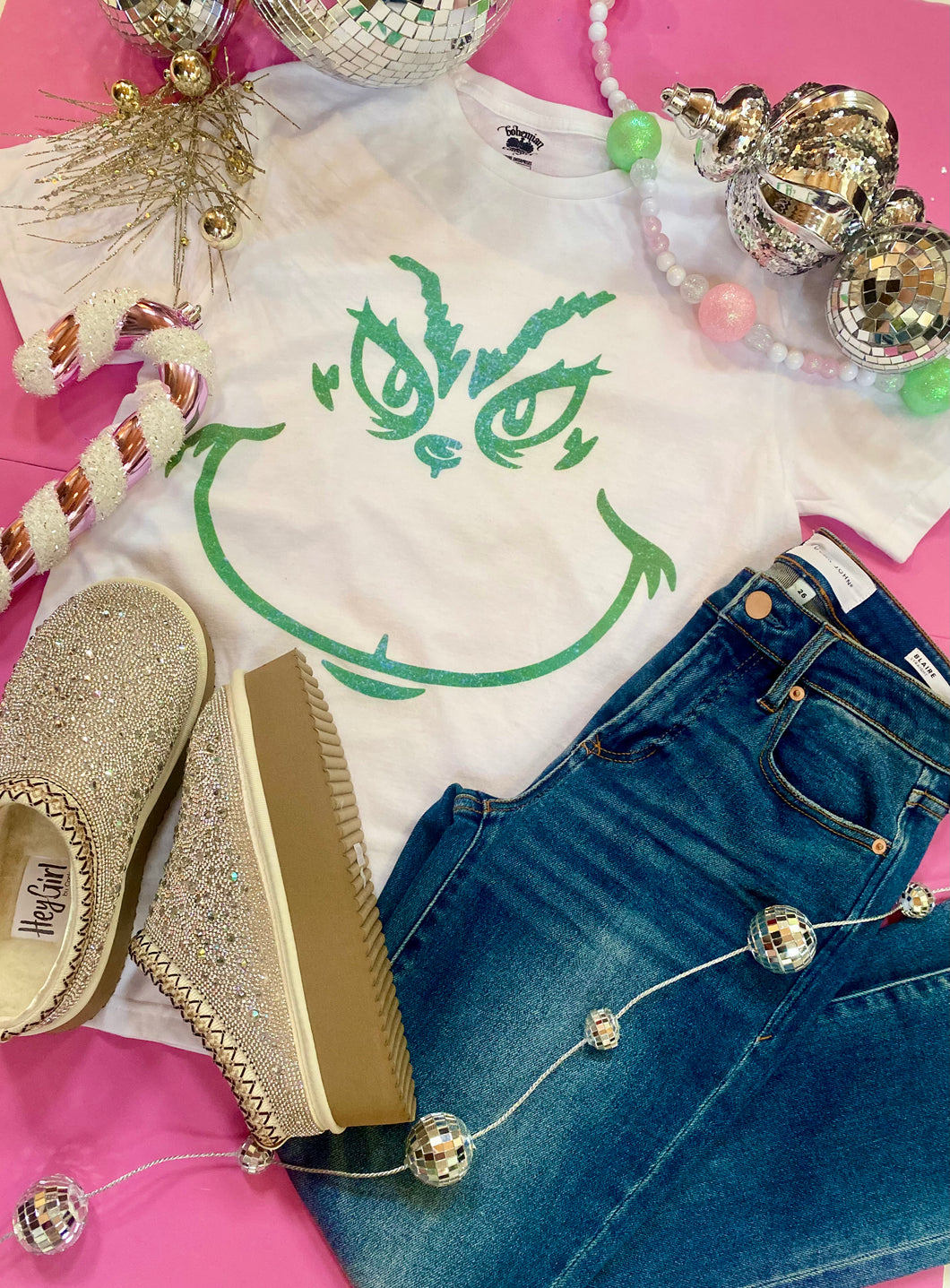 Bohemian Cowgirl-Glitter Grinch Tee