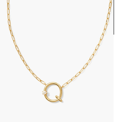 Kendra Scott-Pearl Letter Q Short Pendant Necklace