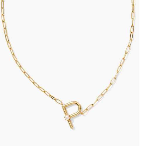 Kendra Scott-Pearl Letter P Short Pendant Necklace