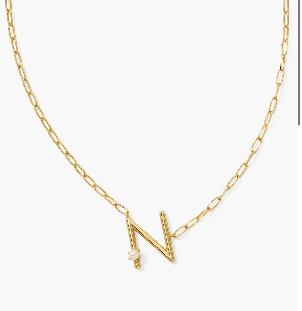 Kendra Scott-Pearl Letter N Short Pendant Necklace