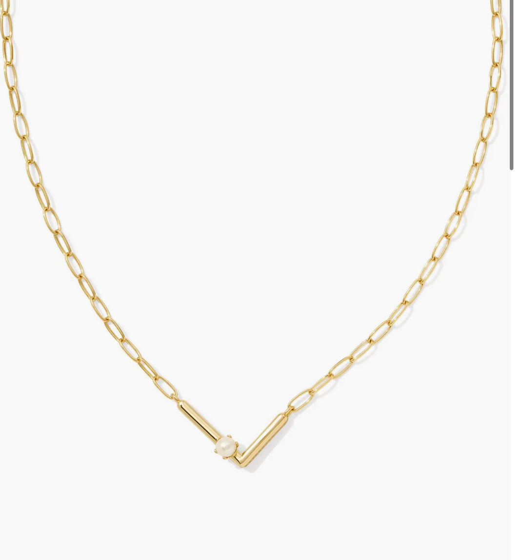 Kendra Scott-Pearl Letter L Short Pendant Necklace