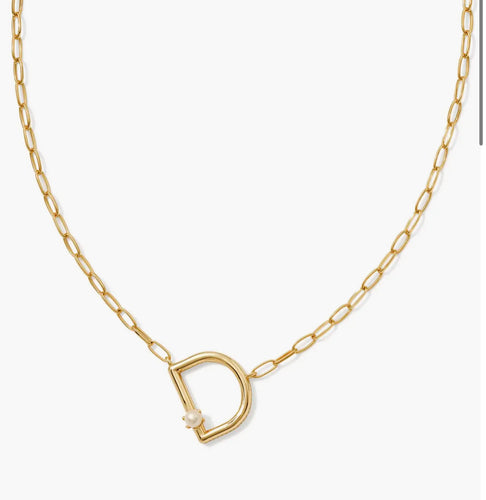 Kendra Scott-Pearl Letter D Short Pendant Necklace