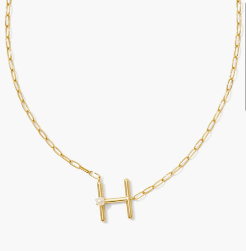 Kendra Scott-Pearl Letter H Short Pendant Necklace