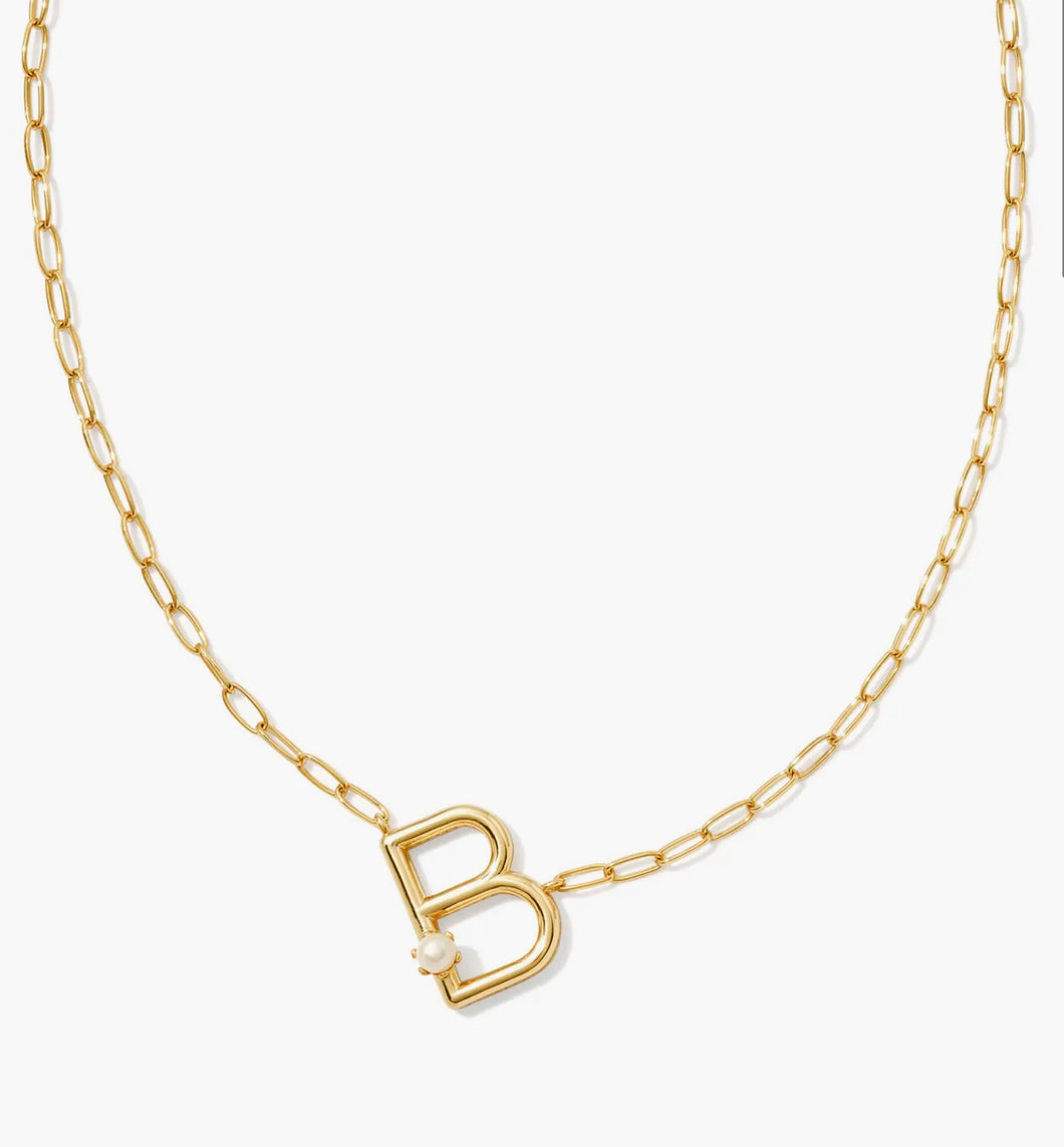 Kendra Scott-Pearl Letter B Short Pendant Necklace