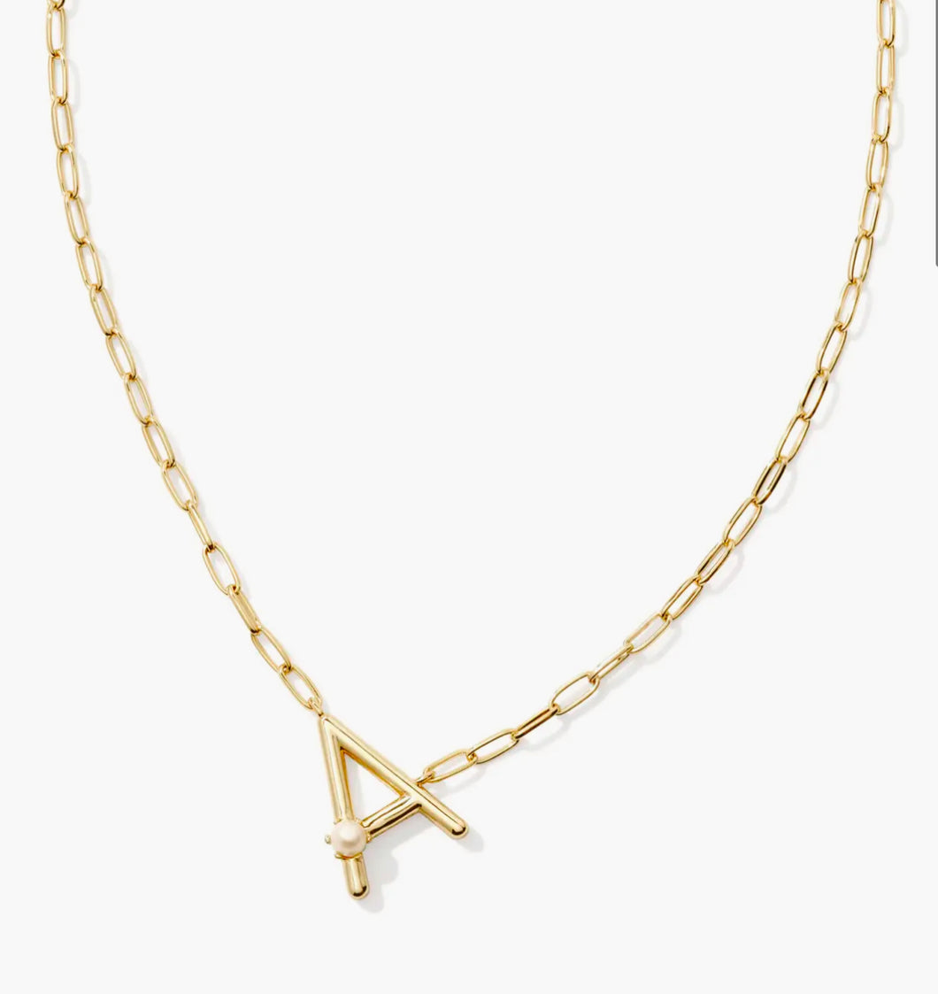 Kendra Scott-Pearl Letter A Short Pendant Necklace