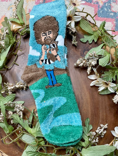 Oooh Yeah Socks-Bob Ross Blast Fuzzy Crew