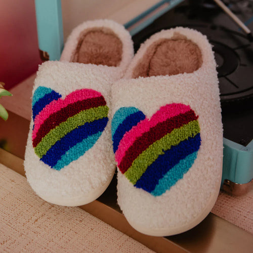 Katydid-Rainbow Heart Slippers