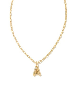 Kendra Scott-Crystal Letter A Short Pendant Necklace
