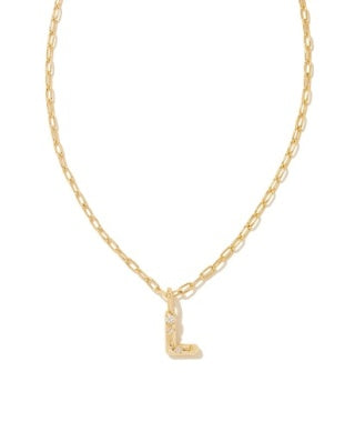 Kendra Scott-Crystal Letter L Short Pendant Necklace