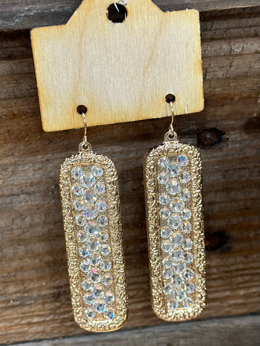 Jewelry-Gold Clear Rectangle